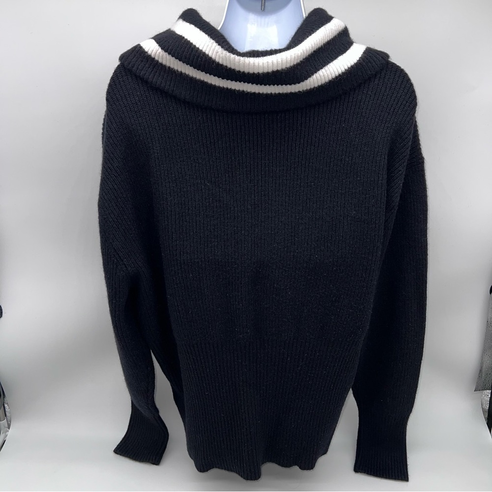 Torrid Black w/White Stripes on the Cowl Neck of the Sweater- Size 1X - Picture 4 of 10